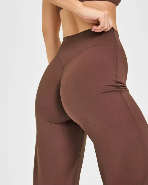 Flared Scrunch Leggings Brown