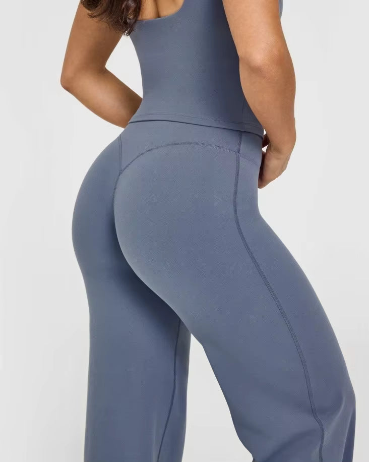 Flared Scrunch Leggings Blue