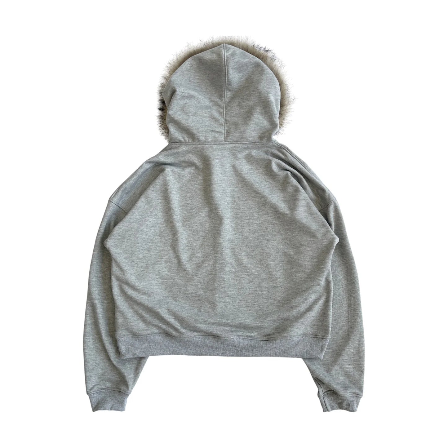Grey Fur Zip Hoodie